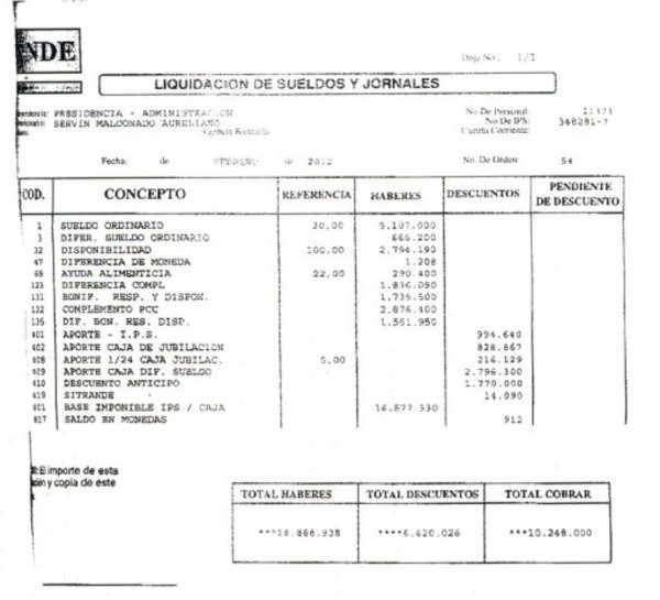 De G. 4 millones a G. 16 millones sube sueldo de activista del P-MAS en la ANDE - Nacionales - ABC Color