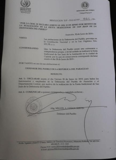 Suspenderán actividades laborales para participar de fiesta de San Juan - Radio 1000 AM