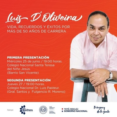 Obra sobre los 50 años de carrera de Luis D’Oliveira se presentará en colegios | .::Agencia IP::.