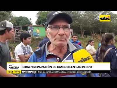 Exigen reparación de caminos en San Pedro - Tv - ABC Color