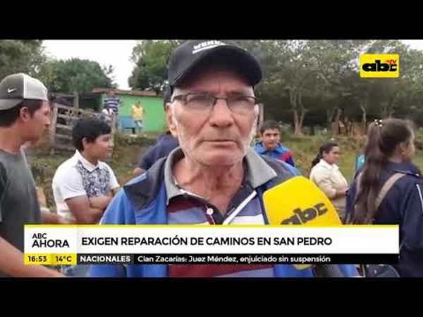 Exigen reparación de caminos en San Pedro - Tv - ABC Color