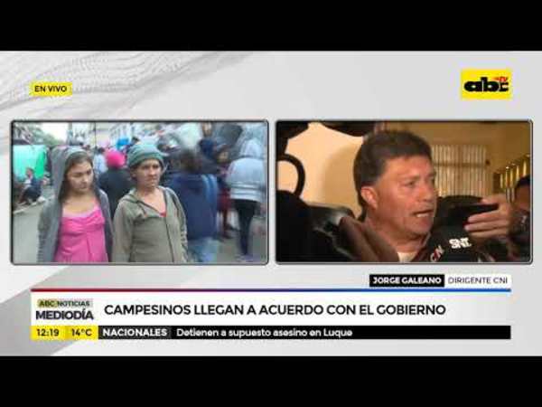 Campesinos llegan a acuerdo con el gobierno - Tv - ABC Color