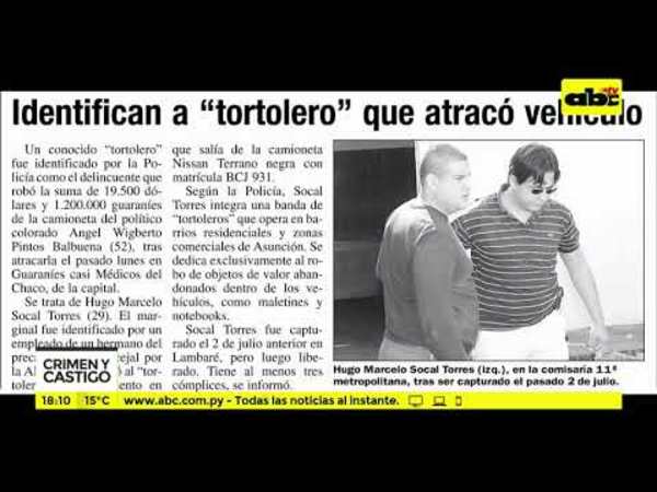 Cae nuevamente conocido tortolero - Tv - ABC Color