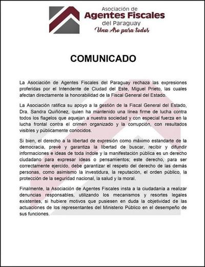 Agentes fiscales rechazan expresiones de intendente Miguel Prieto - ADN Paraguayo