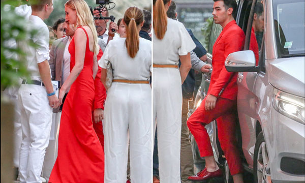 Joe Jonas y Sophie Turner asisten a la cena de ensayo de su boda vestidos de rojo