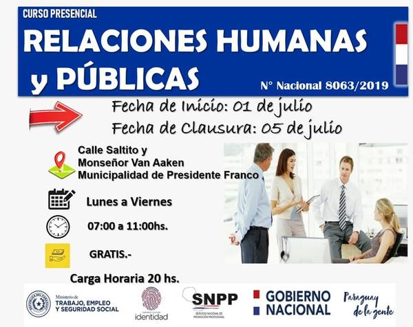 Inician curso de RR.HH. y Públicas en comuna franqueña