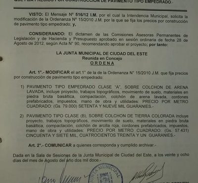 Prieto pide a la Junta modificar absurda sobrefacturación en costo de empedrados