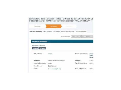 Otra dudosa licitación de IPS  para      comprar   Chatbot de  WhatsApp