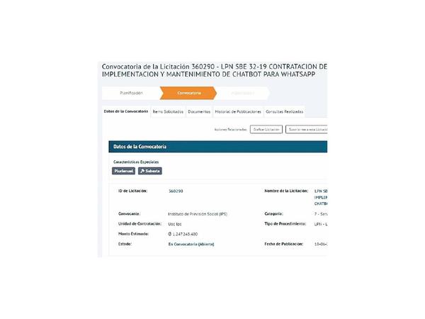 Otra dudosa licitación de IPS para comprar Chatbot de WhatsApp