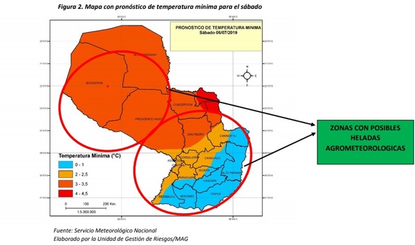 Ministerio de Agricultura alerta a productores sobre ingreso de frío polar