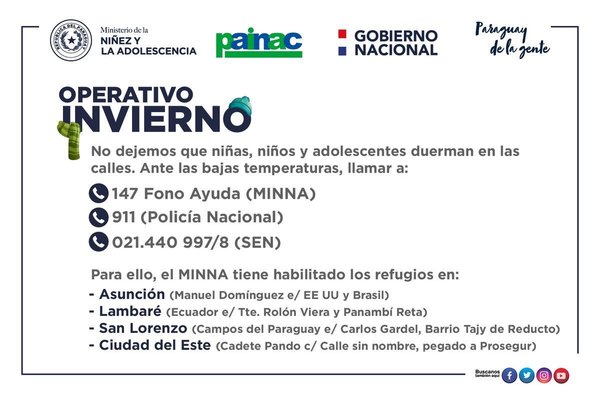 Operativo Invierno: Niñez y Adolescencia lleva a menores a albergues - .::RADIO NACIONAL::.