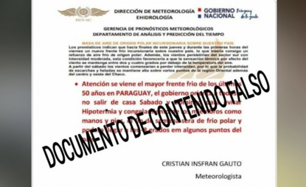 Metereología advierte sobre boletín de contenido falso