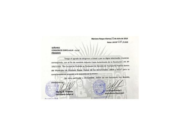 Roque Alonso levanta medida que prohibía circular a Uber y MUV