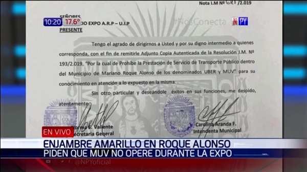 Levanta prohibición a Muv y Uber en Roque Alonso | Noticias Paraguay