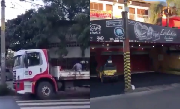HOY / La comuna regala, el asunceno paga: recapan vereda privada con máquina y personal municipal