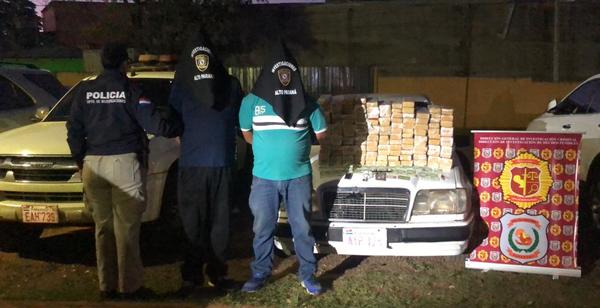 Policías detienen a dos presuntos narcos y se incautan unos 95 kilos de marihuana