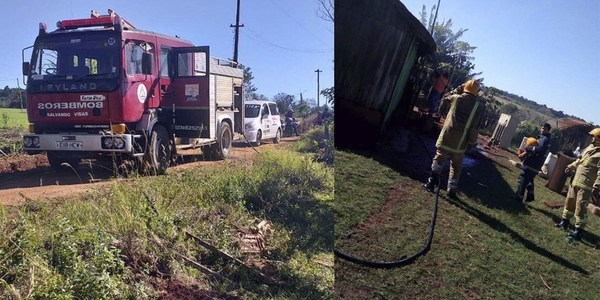 INCENDIO AFECTA A HUMILDE VIVIENDA EN ZONA RURAL DE CNEL. BOGADO.