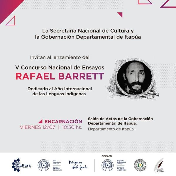 Lanzarán el concurso Rafael Barrett en diferentes departamentos del país | .::Agencia IP::.