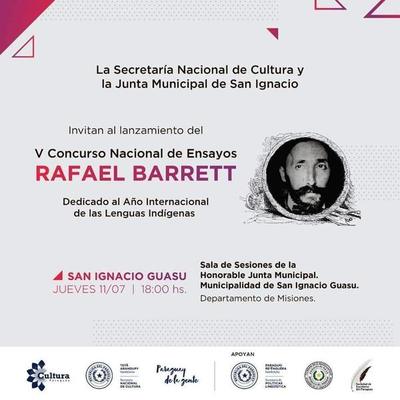 Lanzarán el V Concurso Nacional de Ensayos Rafael Barrett en San Ignacio - Digital Misiones