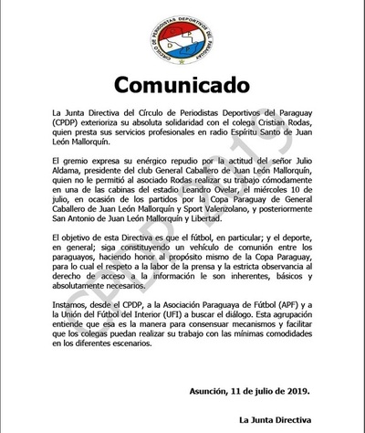 Actuar del presidente de Gral. Caballero es repudiado