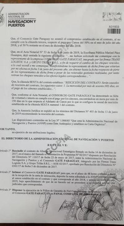 ANNP rescinde contrato con consorcio Gate Paraguay - .::RADIO NACIONAL::.