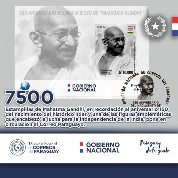 DINACOPA presenta sellos de Gandhi para conmemorar 150 aniversario de nacimiento - .::RADIO NACIONAL::.