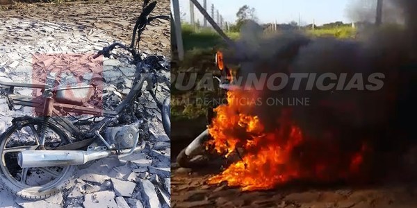 UNA MOTOCICLETA ARDIÓ EN LLAMAS EN SAN JUAN DEL PARANÁ.