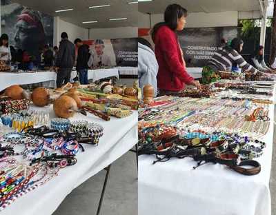 Artesanos de comunidades indígenas exhiben sus productos en Expo 2019