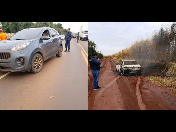 ASALTO EN BELLA VISTA: VEHÍCULO UTILIZADO PARA ATRACO FUE HALLADO TOTALMENTE INCINERADO