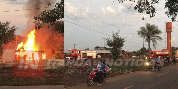 INCENDIO TOTAL DE VIVIENDA DE MADERA EN B° SAN PEDRO DE ENCARNACIÓN