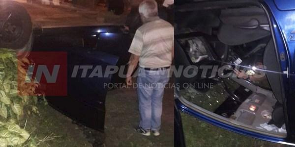 VIOLENTO VUELCO DE AUTOMÓVIL EN PLENO CENTRO DE CNEL. BOGADO