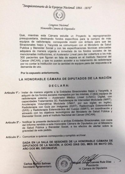 Pacientes con cáncer urgen a Itaipú y Yacyretá la compra de equipos para radioterapia - ADN Paraguayo