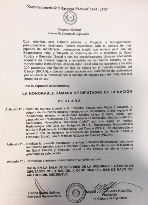 Pacientes con cáncer urgen a Itaipú y Yacyretá la compra de equipos para radioterapia - ADN Paraguayo