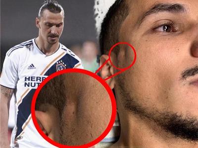 Zlatan y un terrible codazo a un rival en el clásico de Los Ángeles