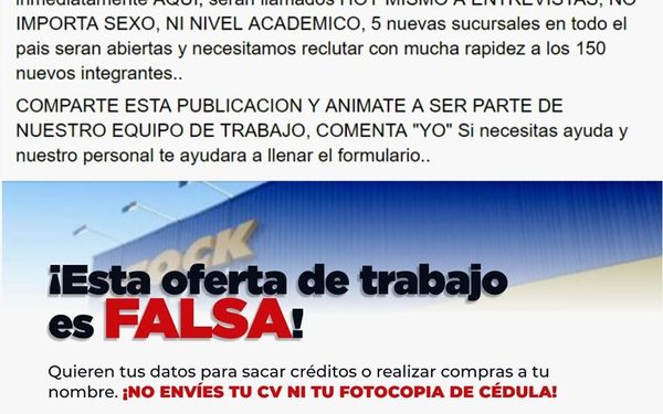 Alertan sobre ofertas de trabajo falsas