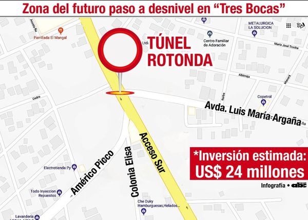Construcción del paso a desnivel en zona “Tres Bocas” se iniciaría el año que viene - Nacionales - ABC Color