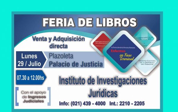 Se hará feria de libros jurídicos en Capital