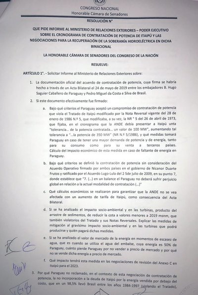 Senadores del FG piden informe sobre acuerdo “entreguista”, sostienen - ADN Paraguayo