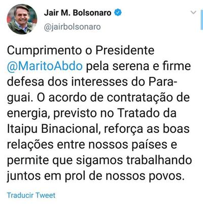 Fuera de su entorno, el único que felicita a Marito es... Jair Bolsonaro - ADN Paraguayo