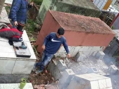 Armaron un asadacho en pleno cementerio