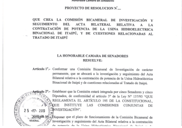 Comisión investigará el acta firmada con Brasil