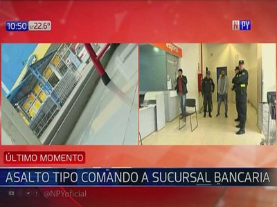 Ejecutan asalto tipo comando a sucursal bancaria en Limpio