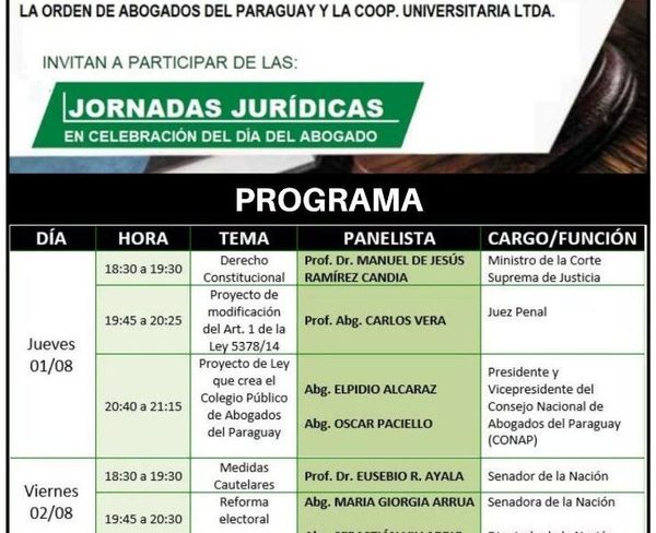 Realizarán Jornada Jurídica en Ciudad del Este