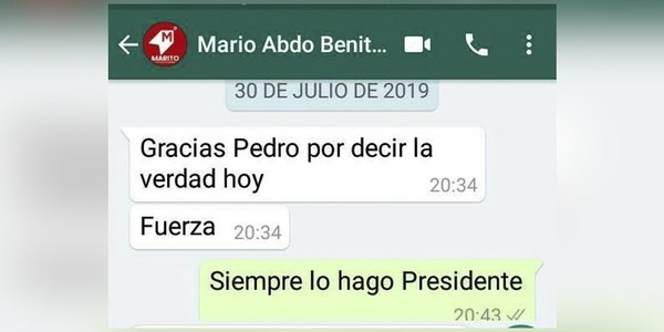 MARIO ABDO AGRADECE AL EXTITULAR DE LA ANDE POR DECIR LA VERDAD