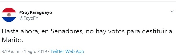 Payo afirma que no hay votos para destituir a Abdo