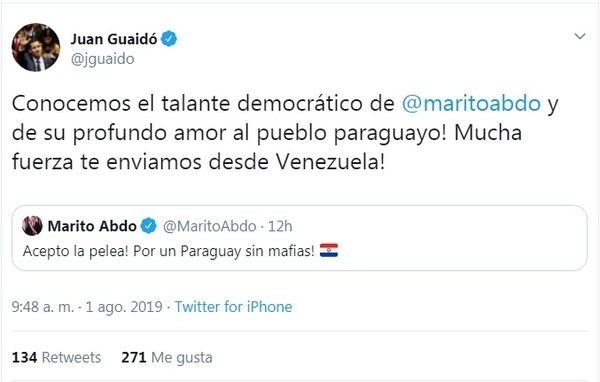Guaidó envía fuerzas a Abdo