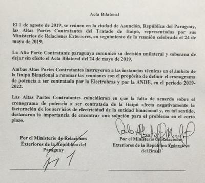 Paraguay y Brasil anulan acuerdo bilateral secreto - ADN Paraguayo