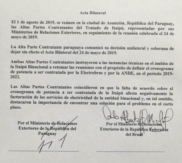 Paraguay y Brasil anulan acuerdo bilateral secreto - ADN Paraguayo