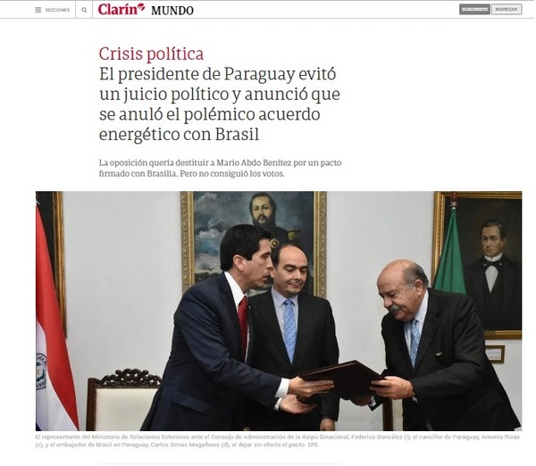 Medios internacionales destacan anulación de acuerdo energético y cese de pedido de juicio político | .::Agencia IP::.