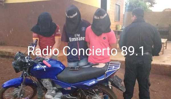 Atrapan a tres motoasaltantes